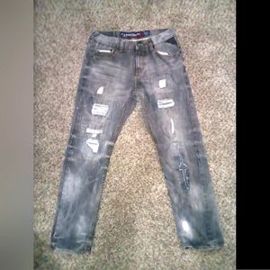 Men's Heritage by America Distressed Black Wash Straight Jeans 34/33